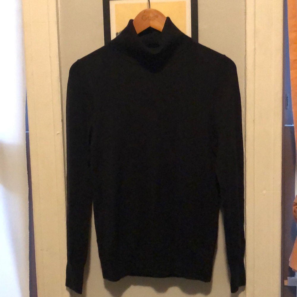 Classic black merino wool turtleneck- lightweight!